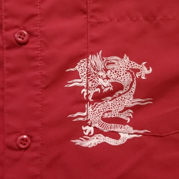 Vintage 2000s No Boundaries Red Dragon Button Front Shirt sz M - Picture 5 of 6